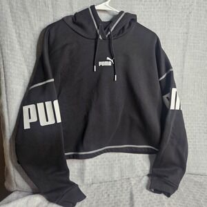 PUMA Women's Pullover Sweatshirt Hoodie crop XL Black Long Sleeve  Hoodie